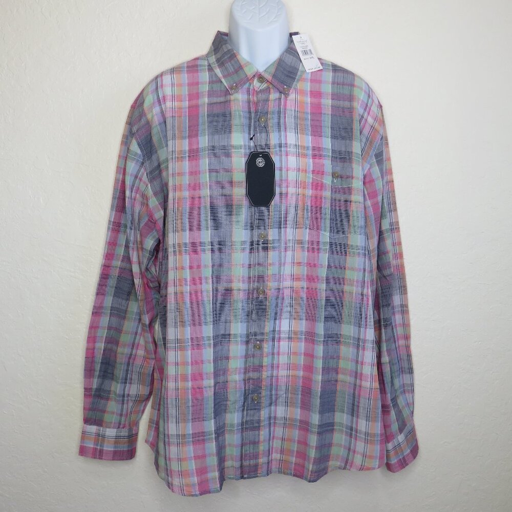 Weatherproof* Men's Long Sleeve Button Down Curved Hem Pocket Shirt~ Size XXL‎